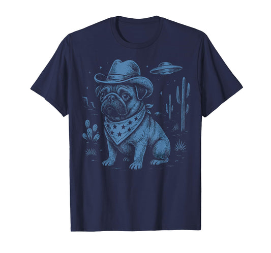 Pug Cowboy UFO T-Shirt