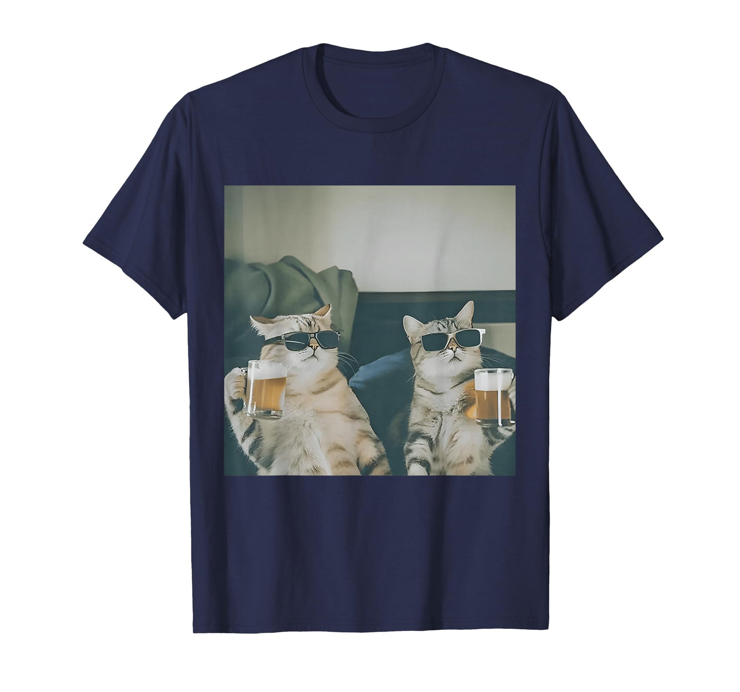 Funny Cat Drinking Beer Buddy Cat Lovers for Men Women T-Shirt