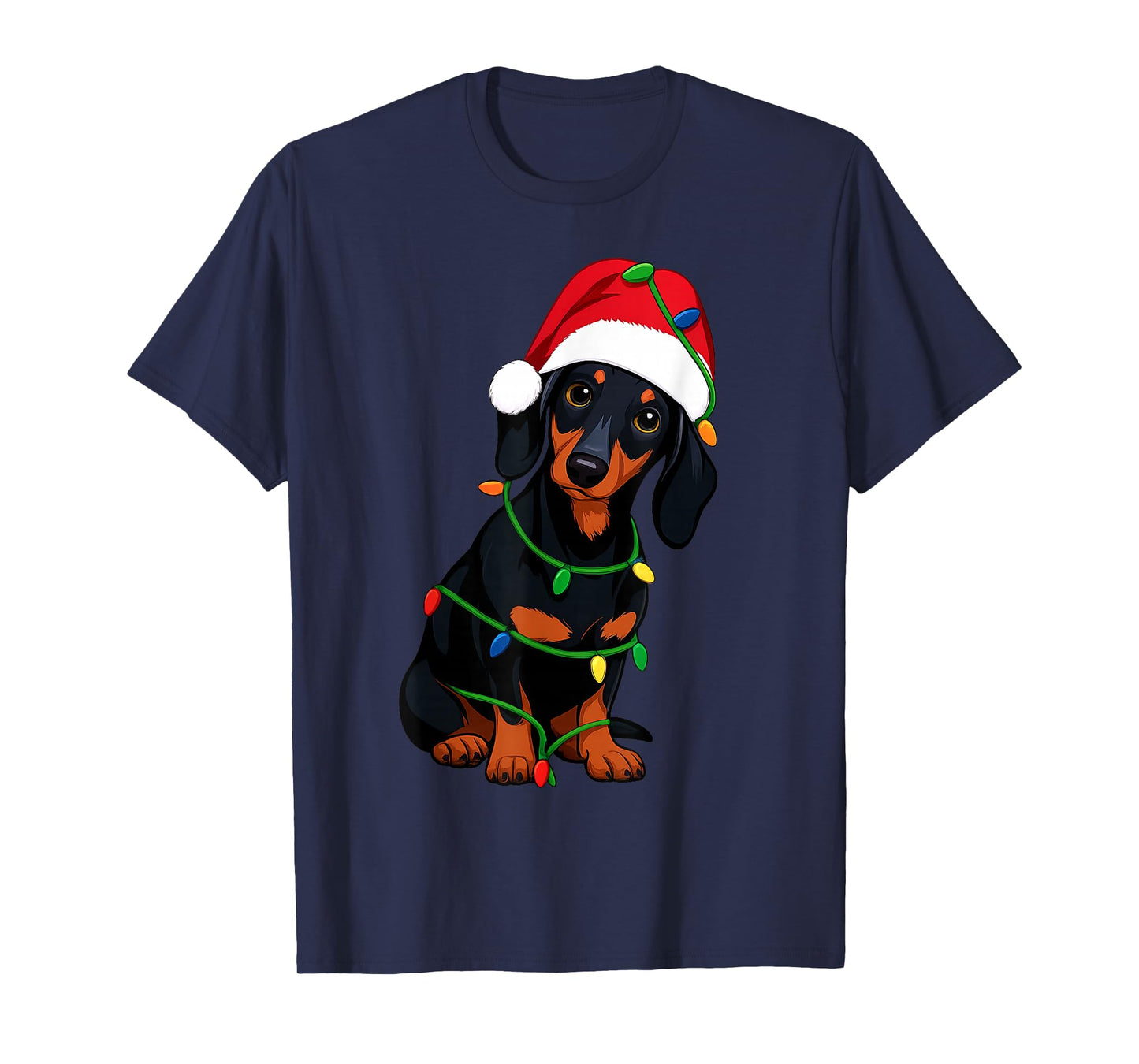 Dachshund Christmas Tree Lights Holiday Dog Lover T-Shirt