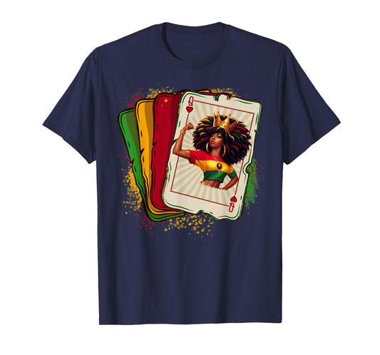 Black Queen Of Hearts Card Deck Game Proud Black History T-Shirt