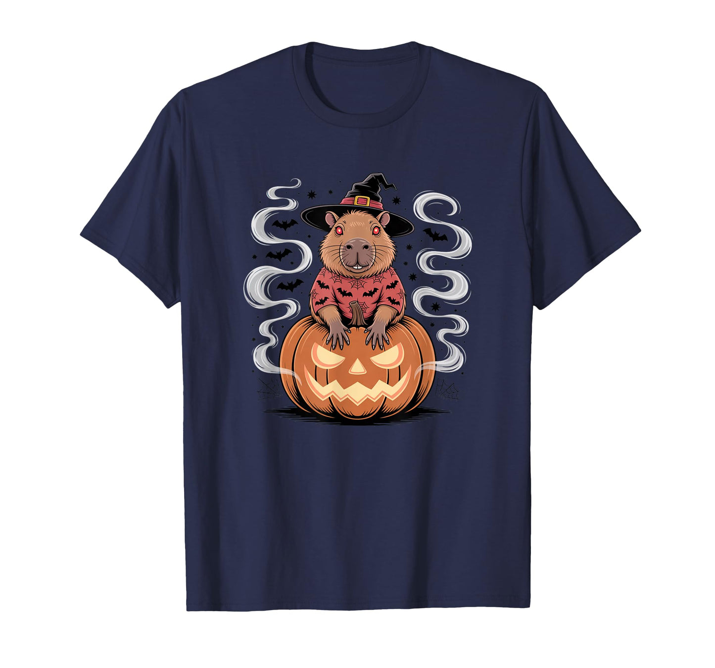 Capybara Witch Spooky Season Pumpkin Jack-o'-Lantern T-Shirt