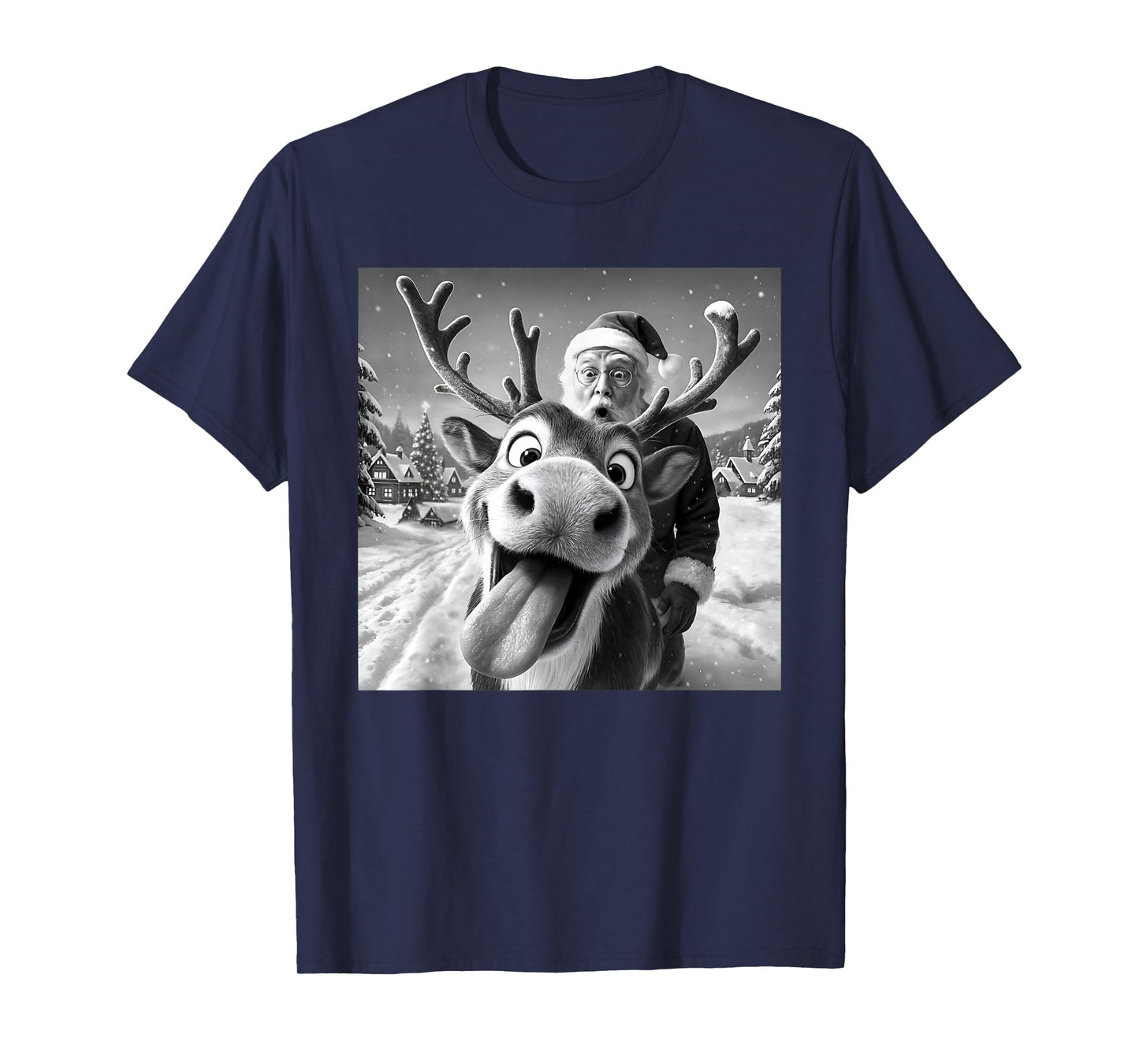 Reindeer Santa Taking A Selfie Christmas Xmas Pajama Holiday T-Shirt