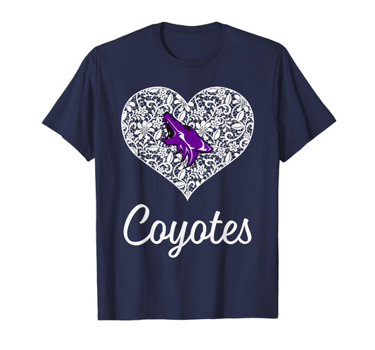 Anna Coyotes Logo Lace Heart HS T-Shirt