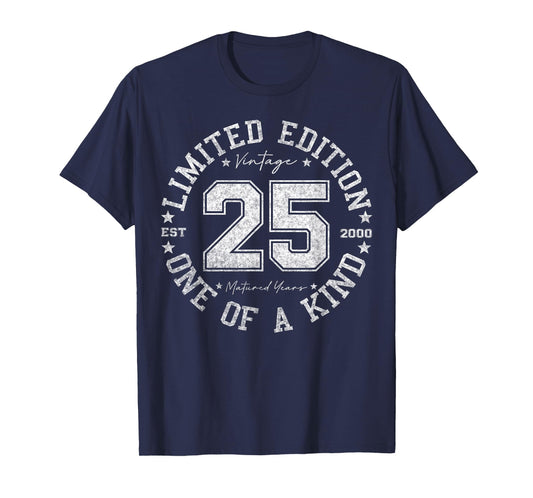 Retro One Of a Kind Shirts For Men Women 2025 25th Birthday T-Shirt, Unisex-Adults, Black, Small, Short Sleeve, T-Shirt