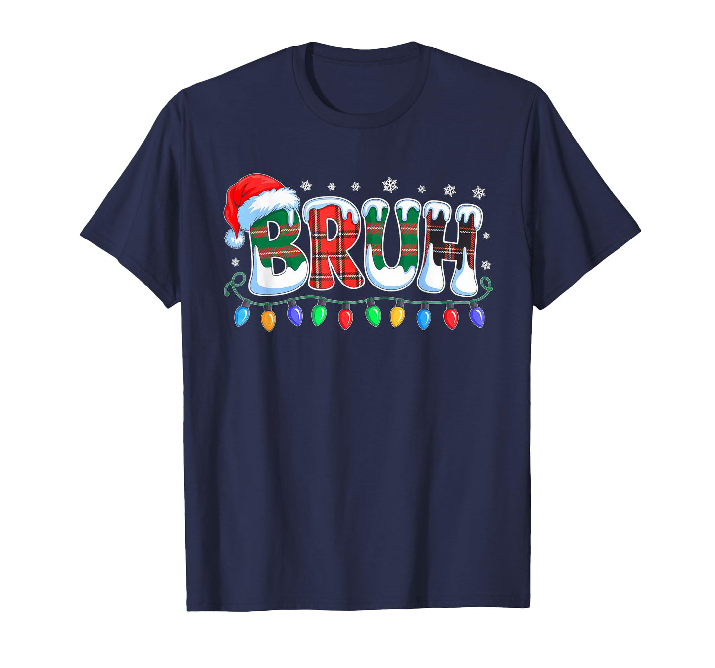 Bruh Funny Christmas Buffalo Plaid Xmas Boys Kids Pajamas T-Shirt