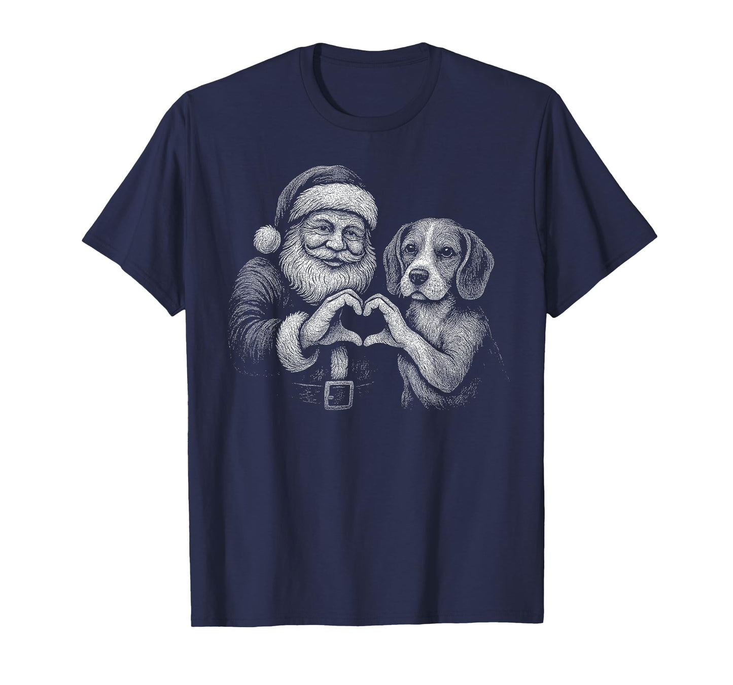 Beagle Santa Claus Heart Shape Christmas Dog Lover T-Shirt