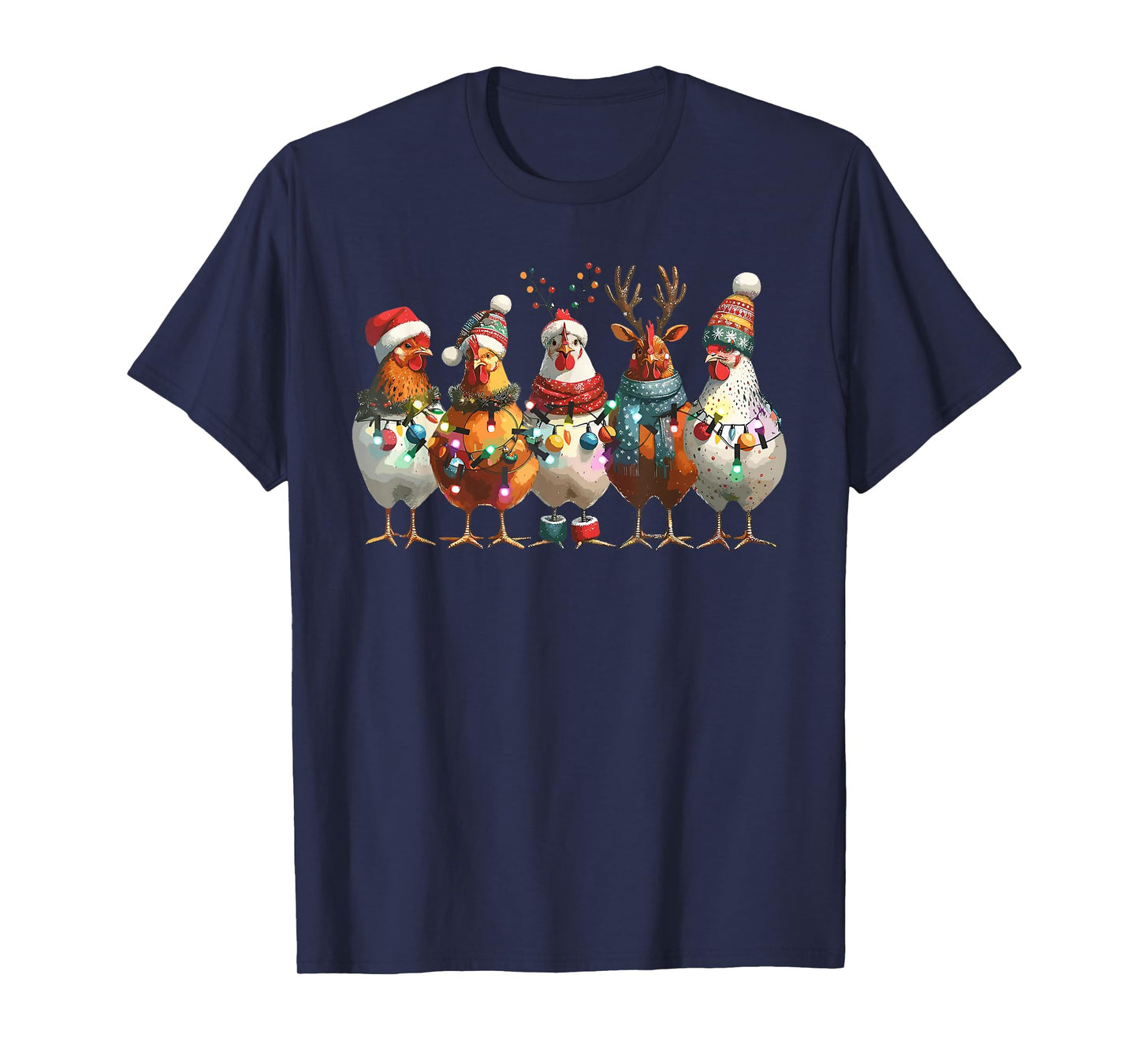 Christmas Chickens Xmas Lights Santa Xmas Pajamas Holiday T-Shirt
