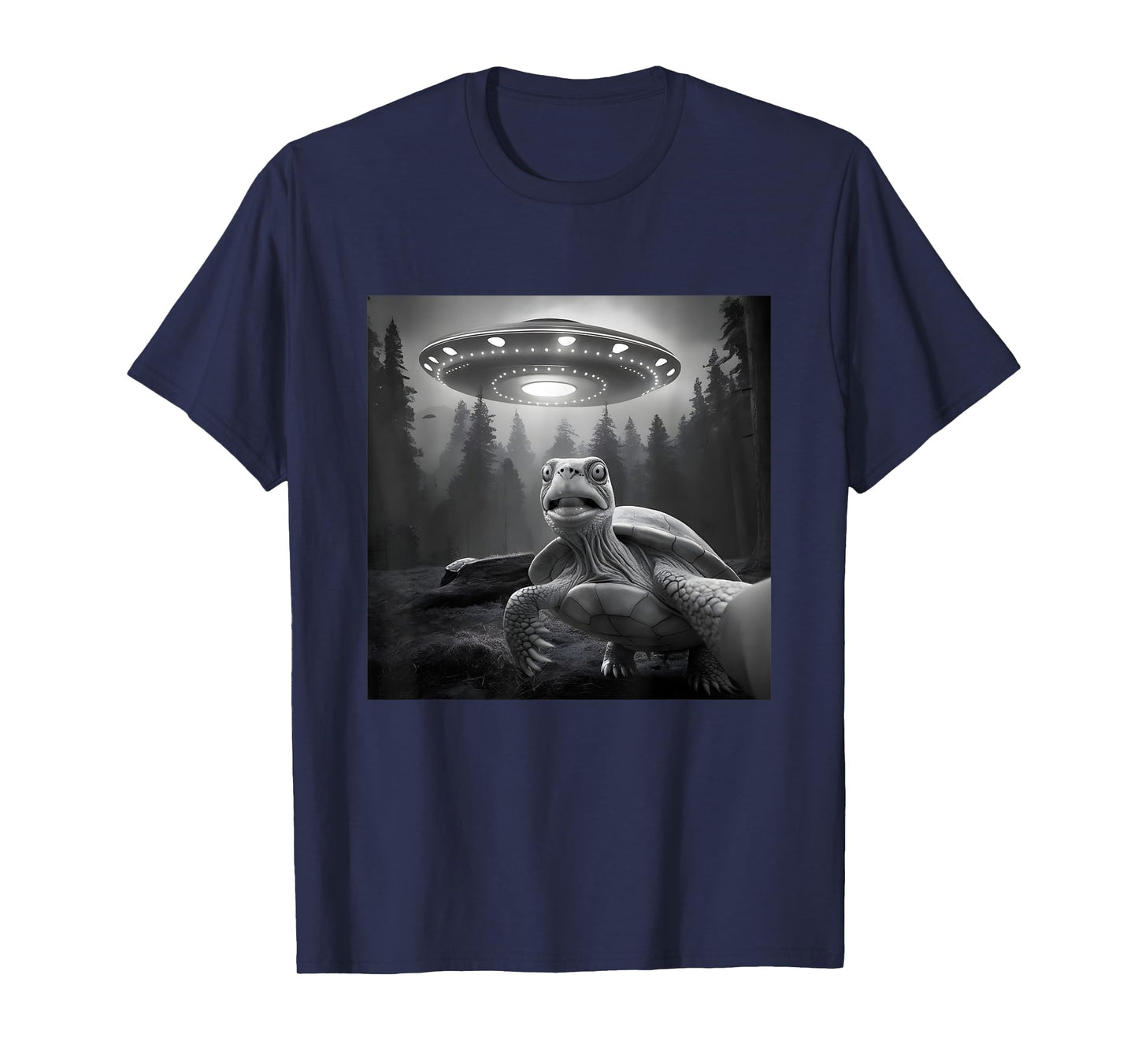 Turtle Selfie With UFO - Funny Tortoise Graphic Alien Lover T-Shirt