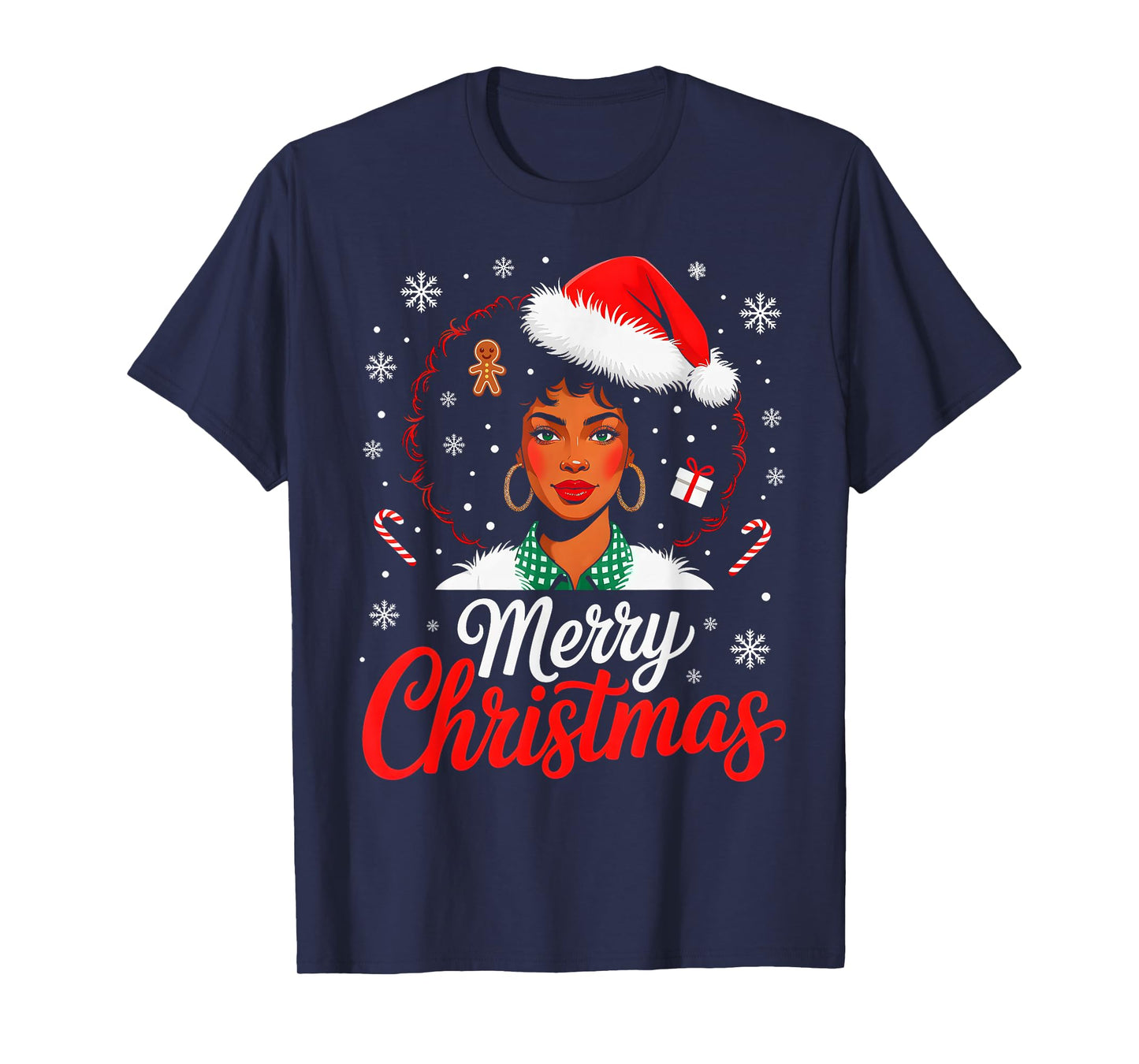 Merry Christmas Black Women African American Xmas Pajamas T-Shirt