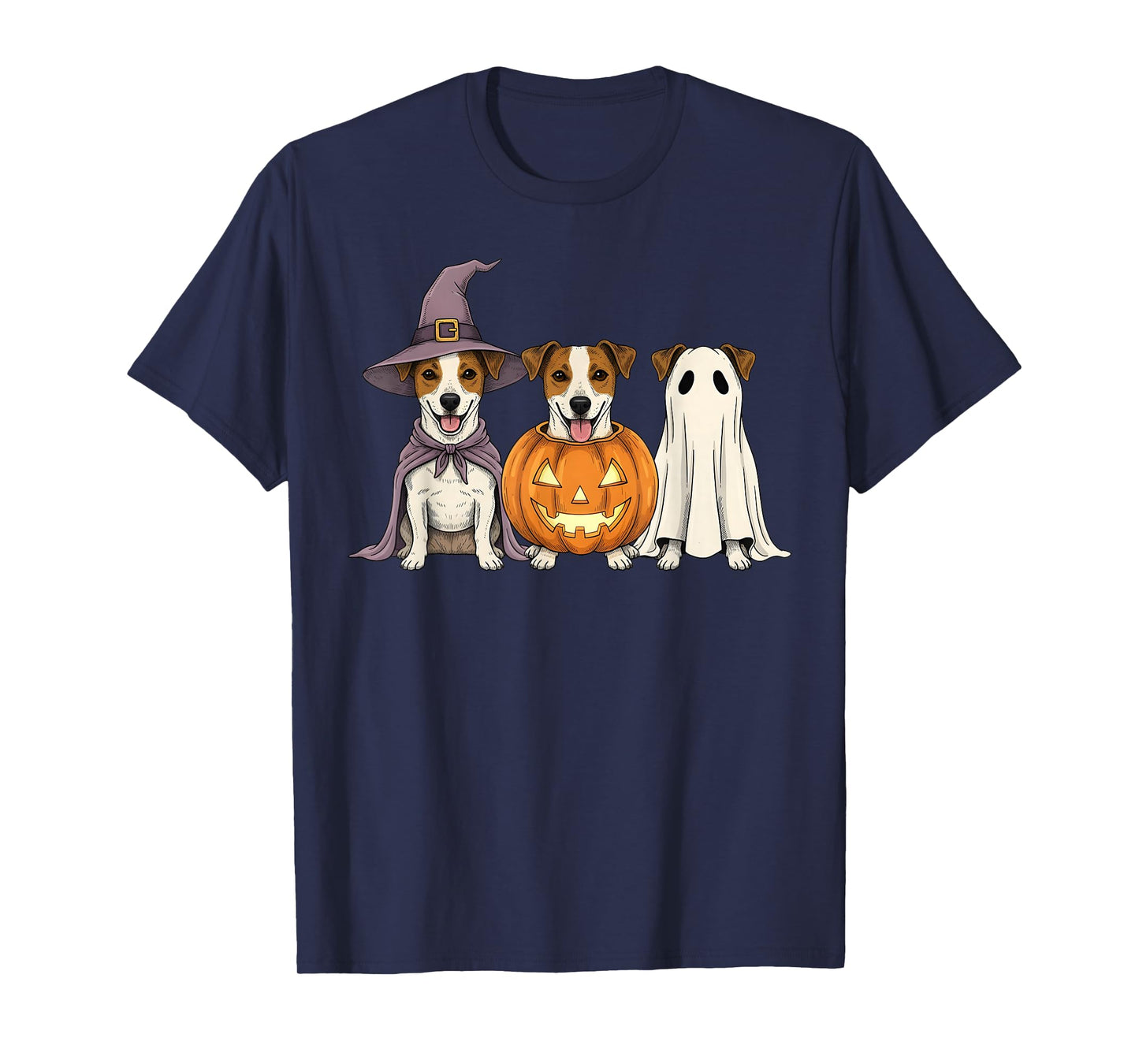 Spooky Ghost Jack Russell Terrier Pumpkin Halloween Dog T-Shirt