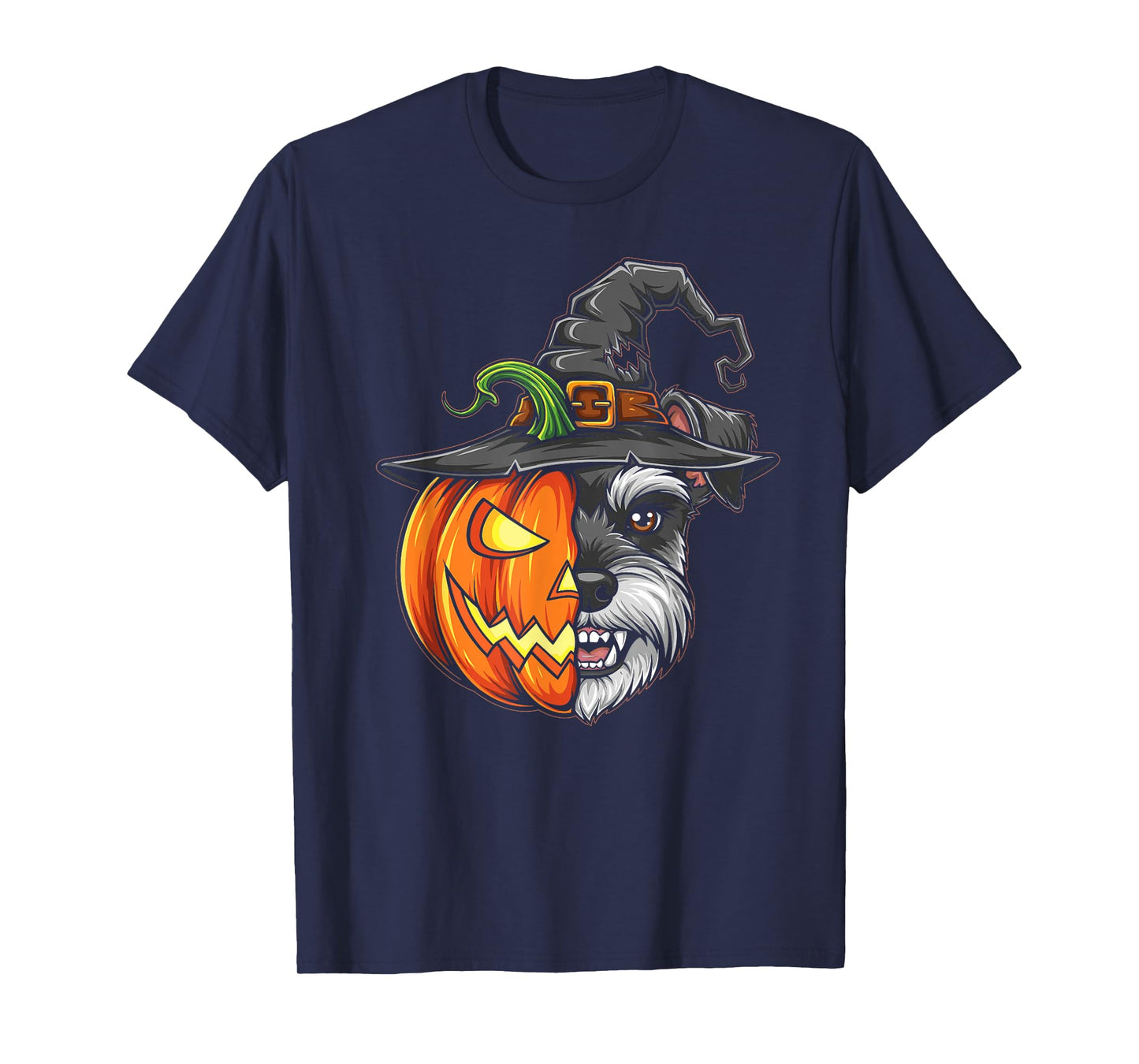 Miniature Schnauzer Dog Pumpkin Halloween Kids Mens Womens T-Shirt