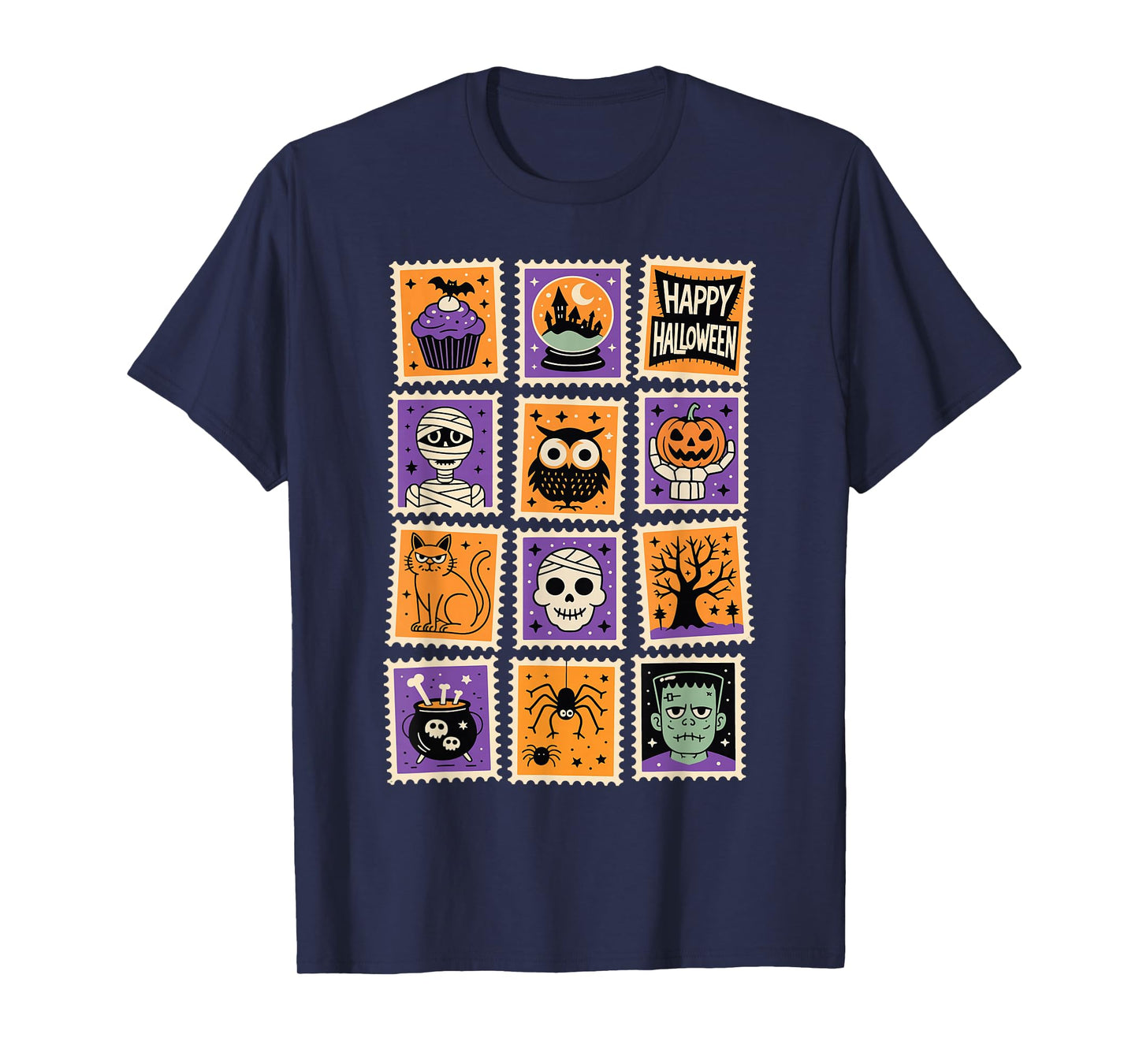 Vintage Halloween Postage Stamps Retro Spooky Cute Design T-Shirt