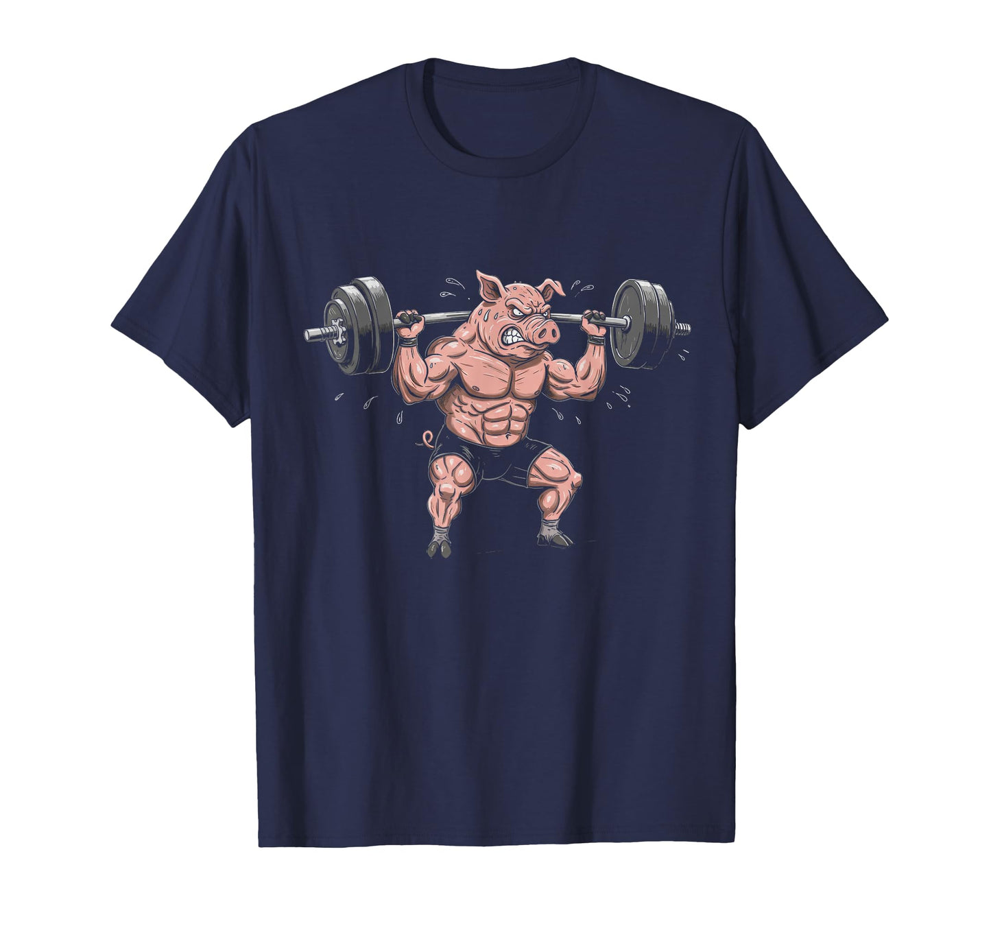 Muscular Pig Lifting Barbell Funny Gym Design T-Shirt