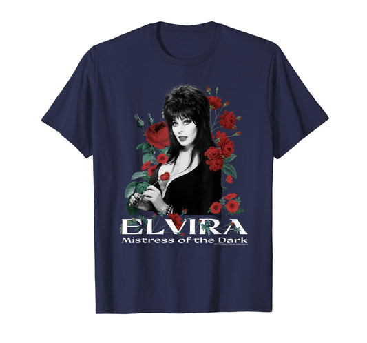 Elvira Mistress of the Dark Red Roses Portrait T-Shirt