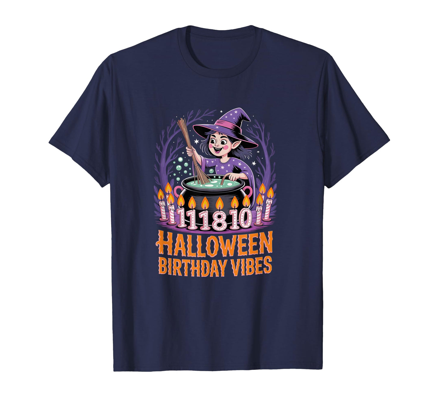 Halloween Birthday Vibes with Cute Witch T-Shirt