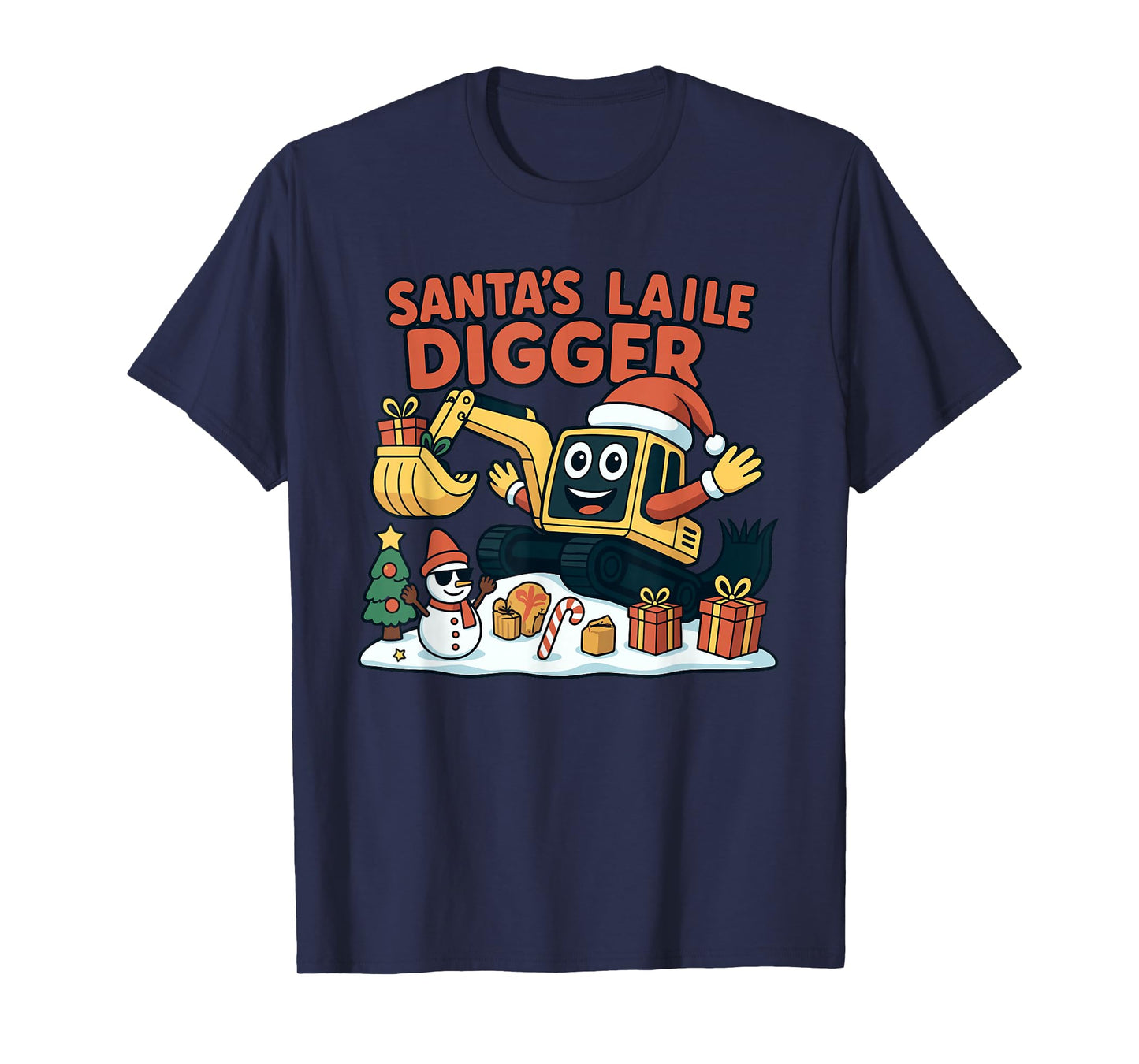 Christmas Excavator Santa Digger Funny Holiday T-Shirt