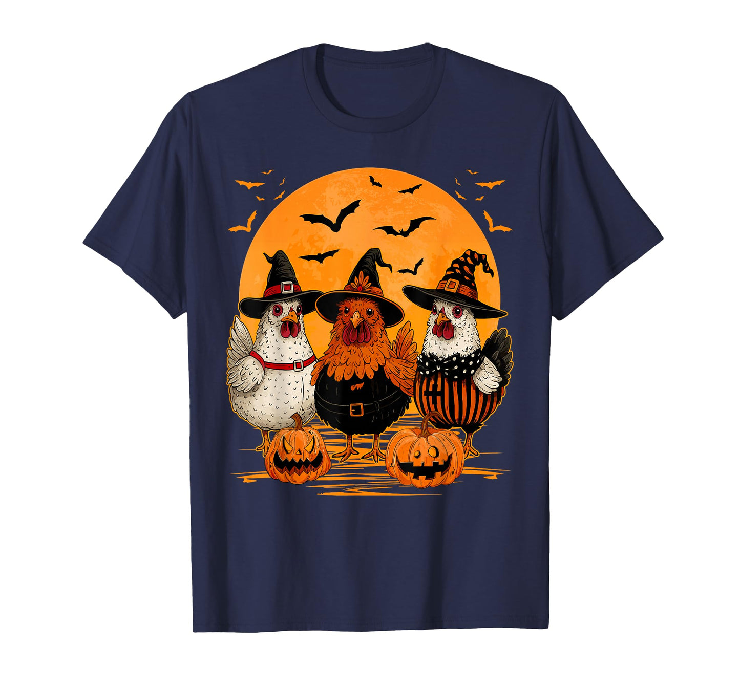 Funny Chickens in Witch Costume Happy Halloween Day Girls T-Shirt