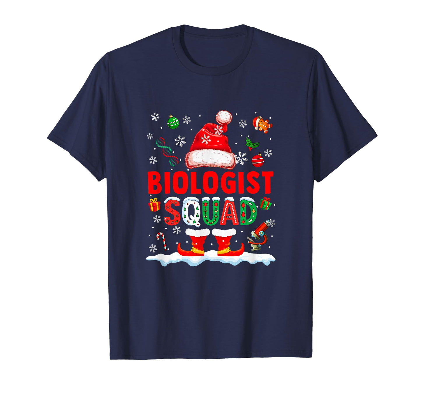 Biologist Squad Men Job Christmas Santa Costume Bow Tie T-Shirt