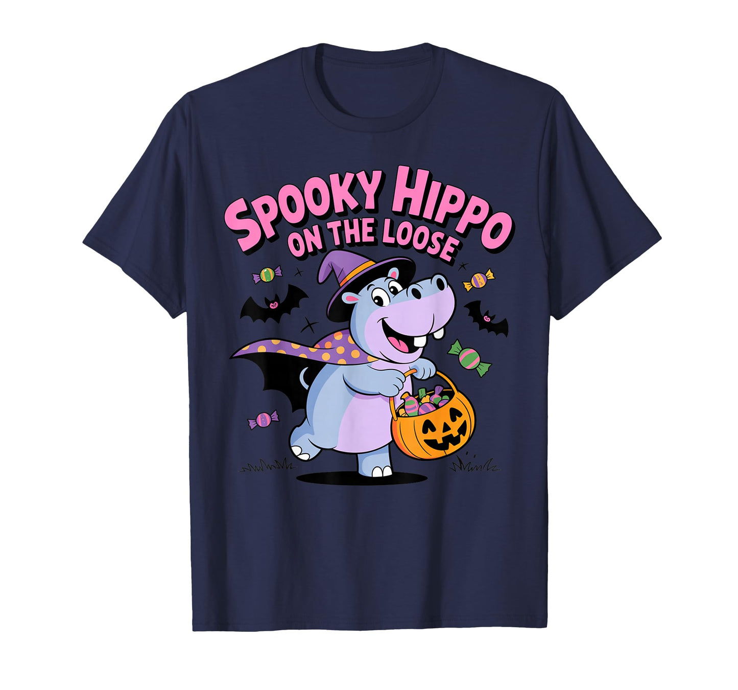 Spooky Hippo On The Loose Funny Halloween Costume T-Shirt