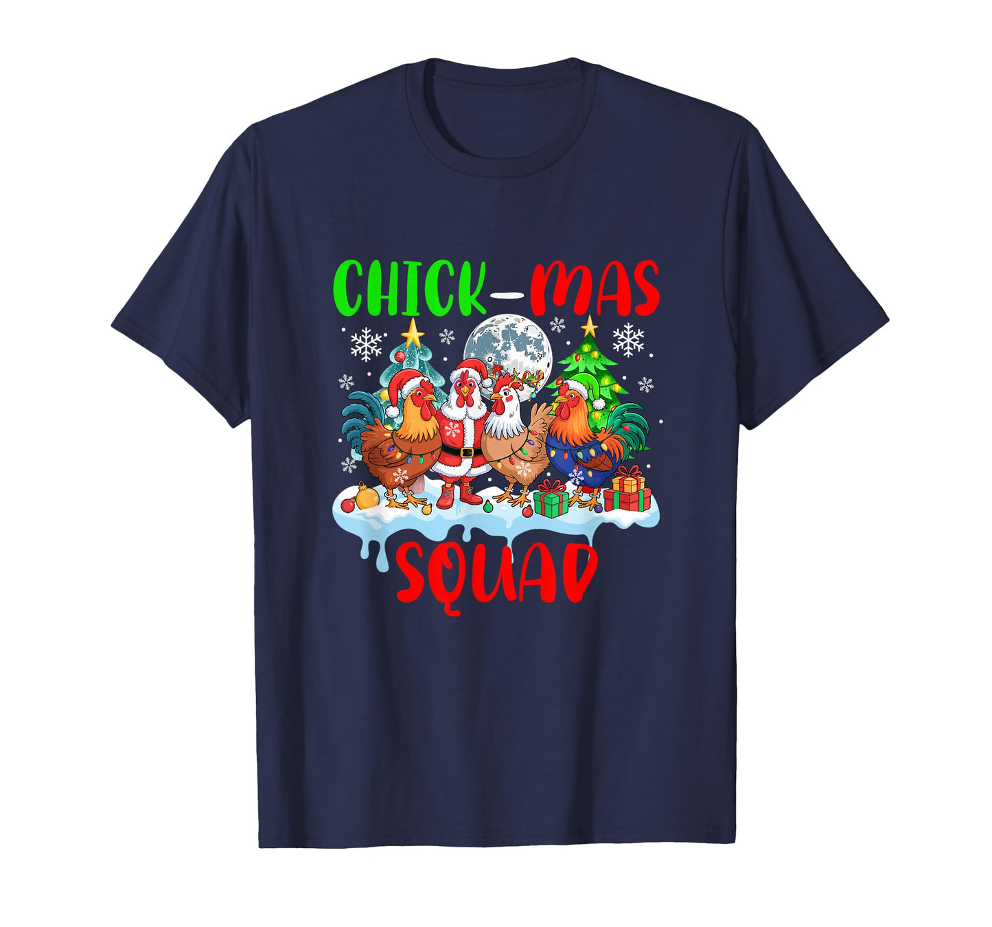 Chick Squad Xmas Group Santa Elf Chickens Farmer Rancher T-Shirt