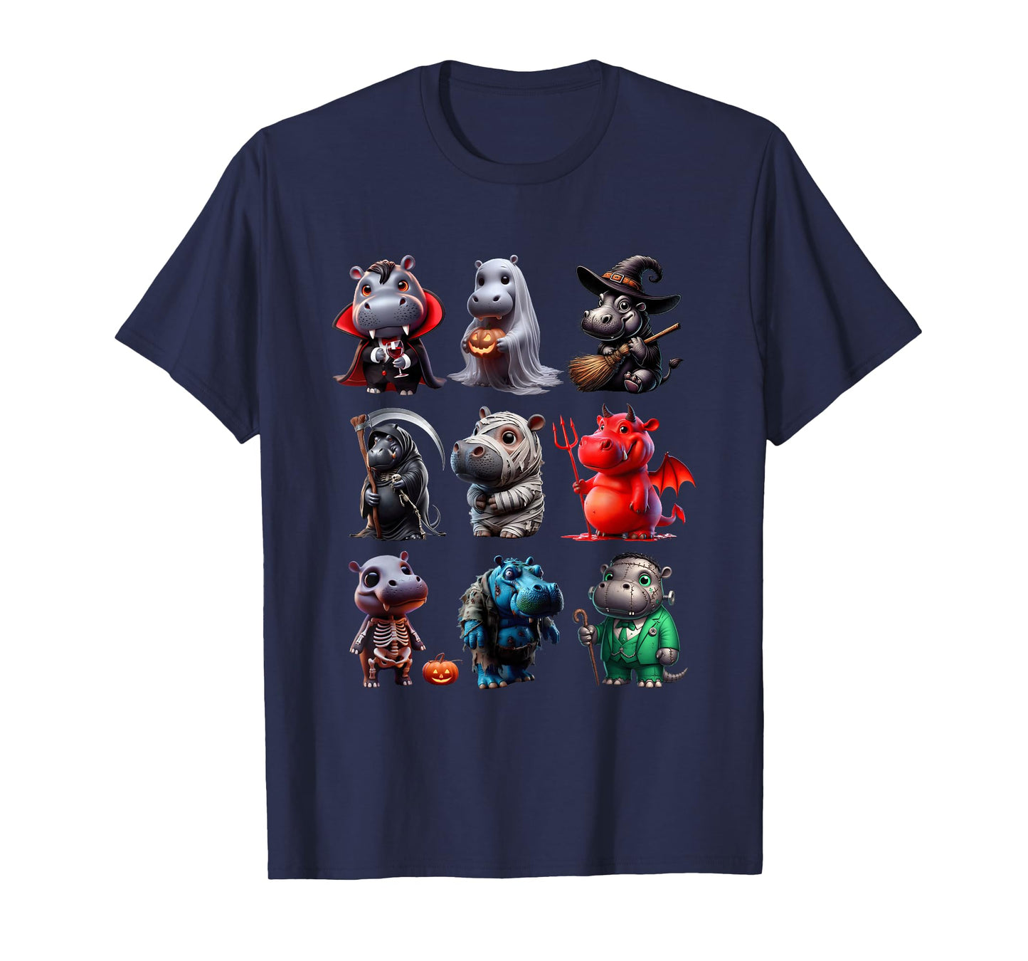 Hippo Ghost Witch Zombie Halloween Costume Hippopotamus T-Shirt