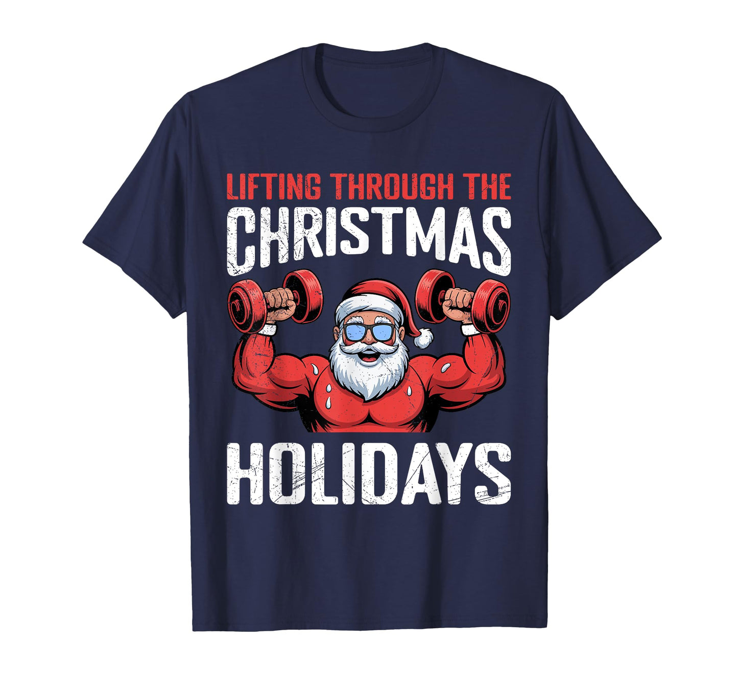 Santa Claus Lifting Through Christmas Holidays T-Shirt