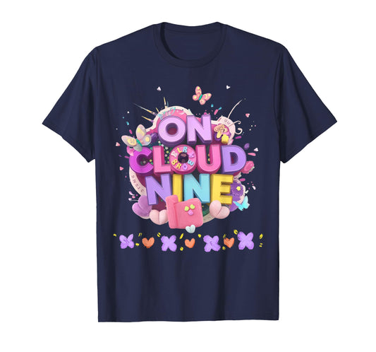Happy 9th Lovely Birthday On Cloud Nine Pastel 9 Years Old T-Shirt