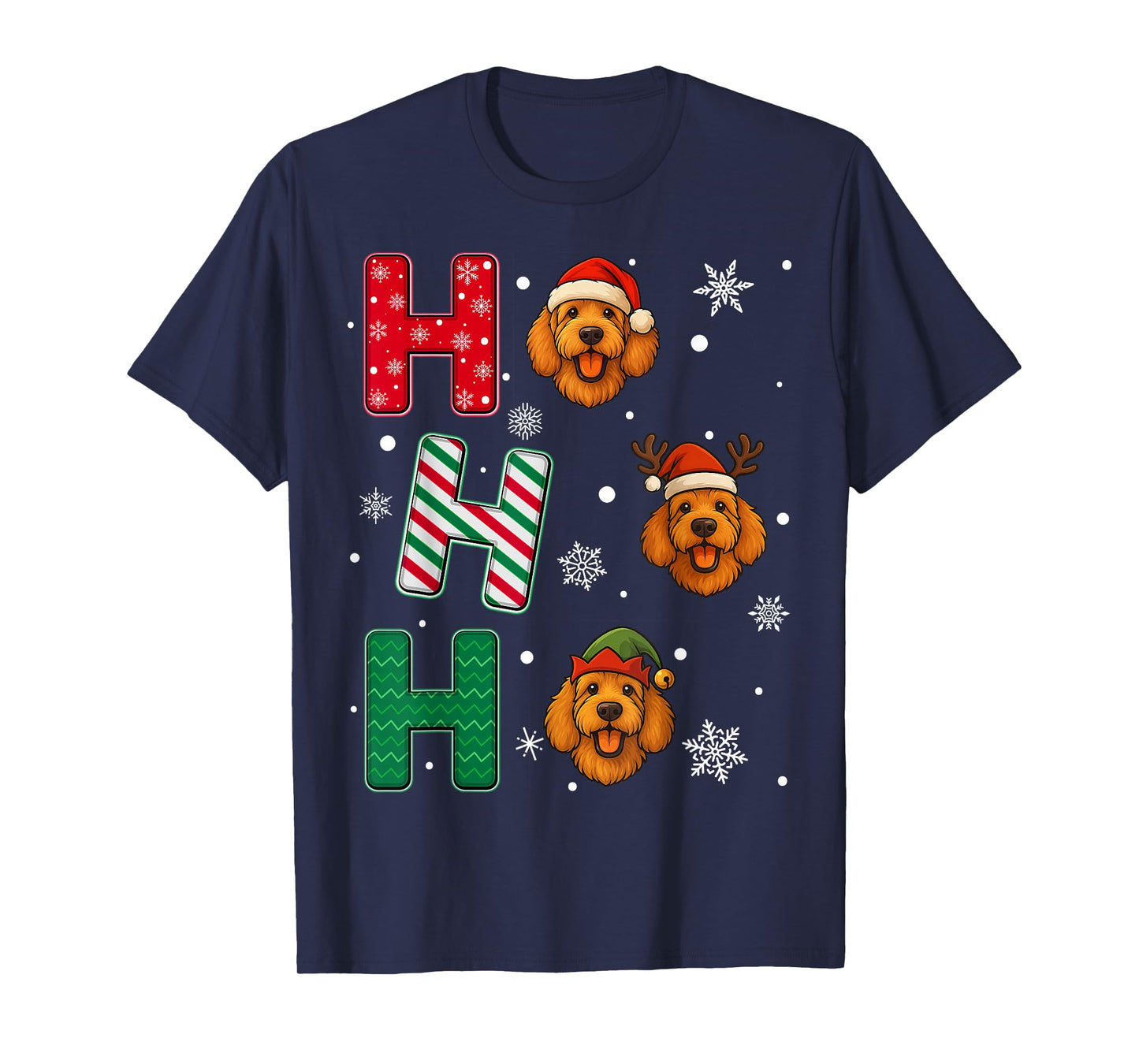 Ho Ho Ho Goldendoodle Dog Matching Christmas Santa Elf Xmas T-Shirt
