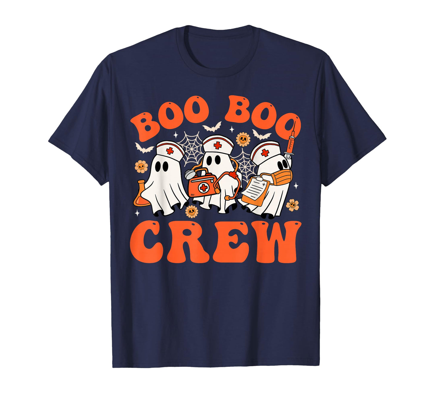 Boo-Boo Crew Nurse Ghost Scrub Top Nursing Halloween Costume T-Shirt