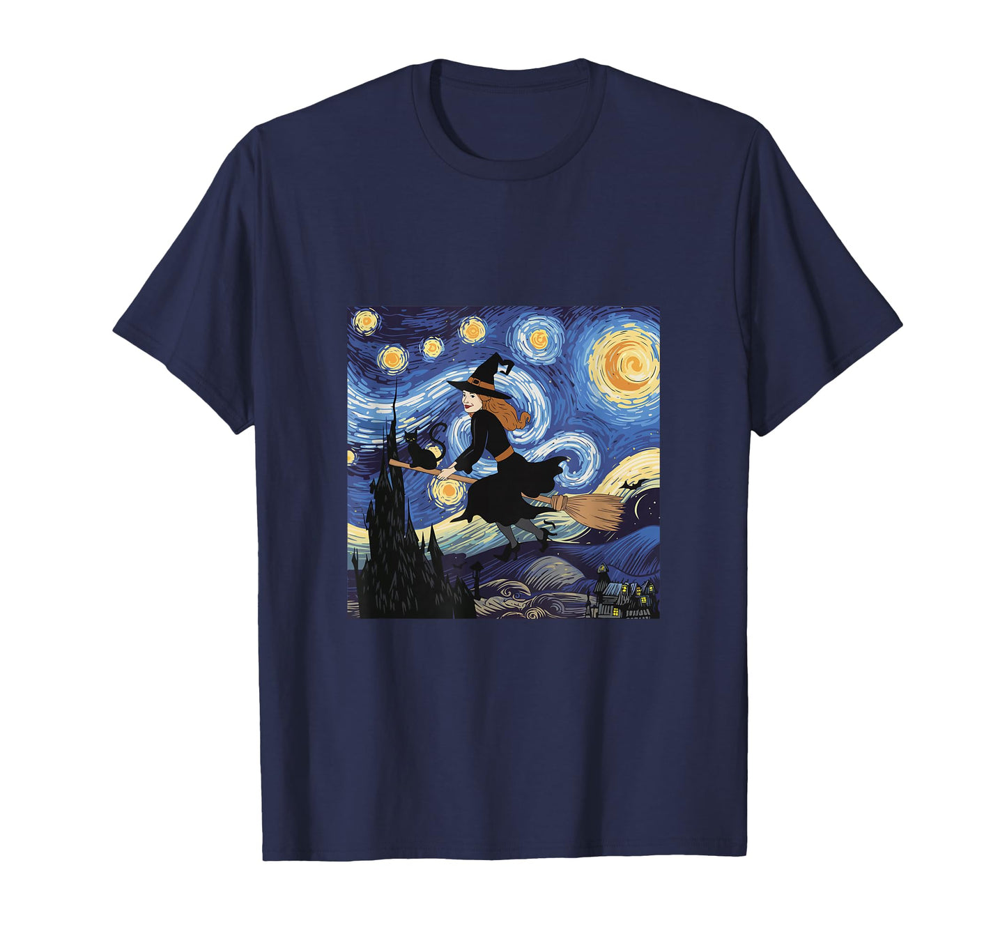Cat Starry Night Van Gogh Halloween T-Shirt