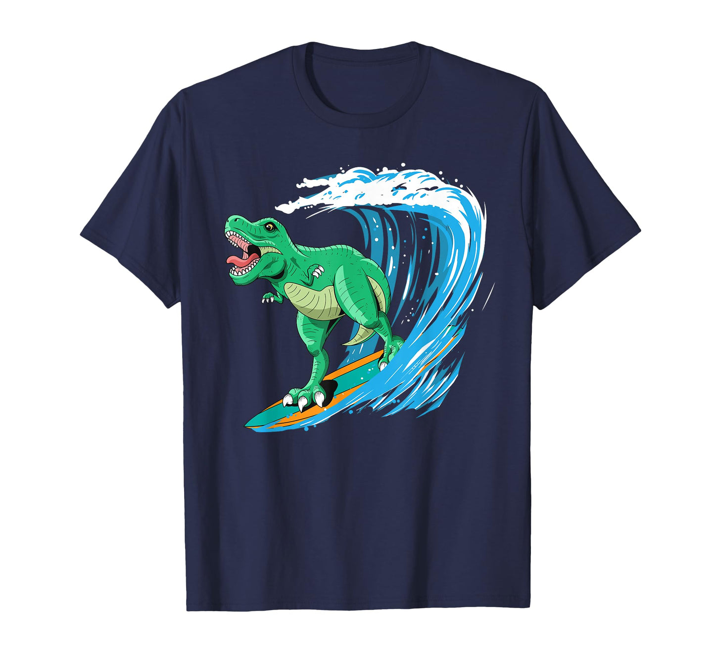 Funny T-Rex Surfing Dinosaur Summer Dino Beach Surfer Men Women Girls Kids T-Shirt