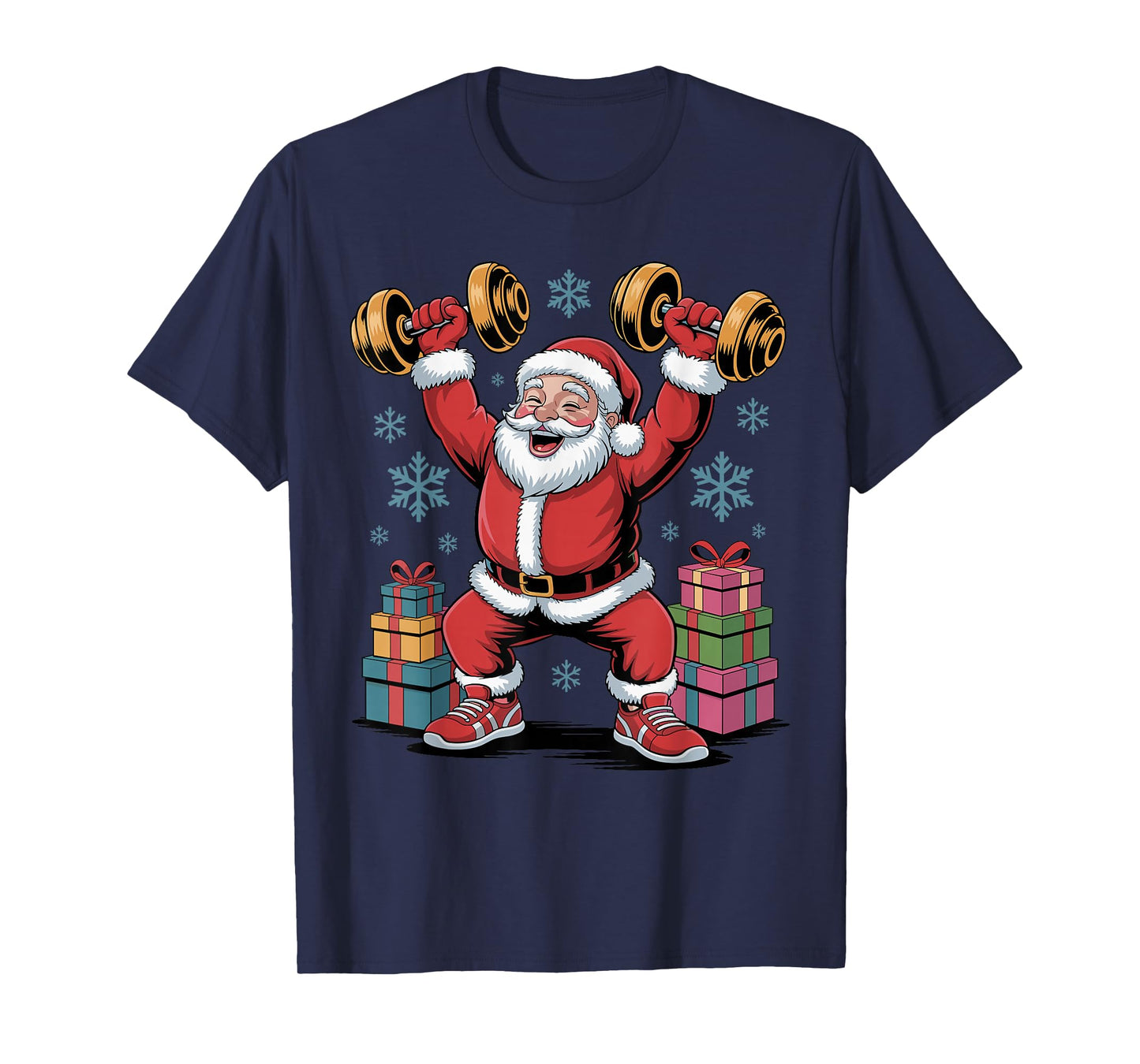 Santa Weightlifting Fitness Gym Training Christmas Pajama T-Shirt
