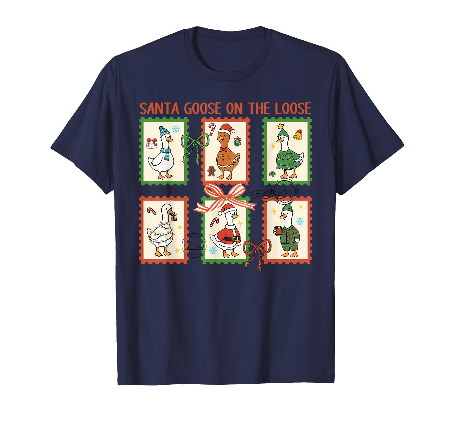 Santa Goose On The Loose Merry Goosemas Christmas Cute Xmas T-Shirt