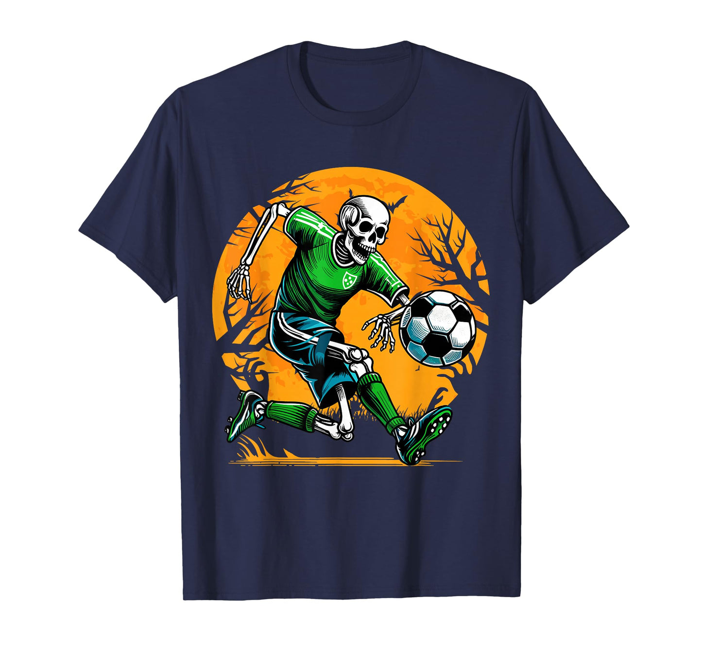 Soccer Skeleton Halloween Football Spooky Boys Soccer Player T-Shirt