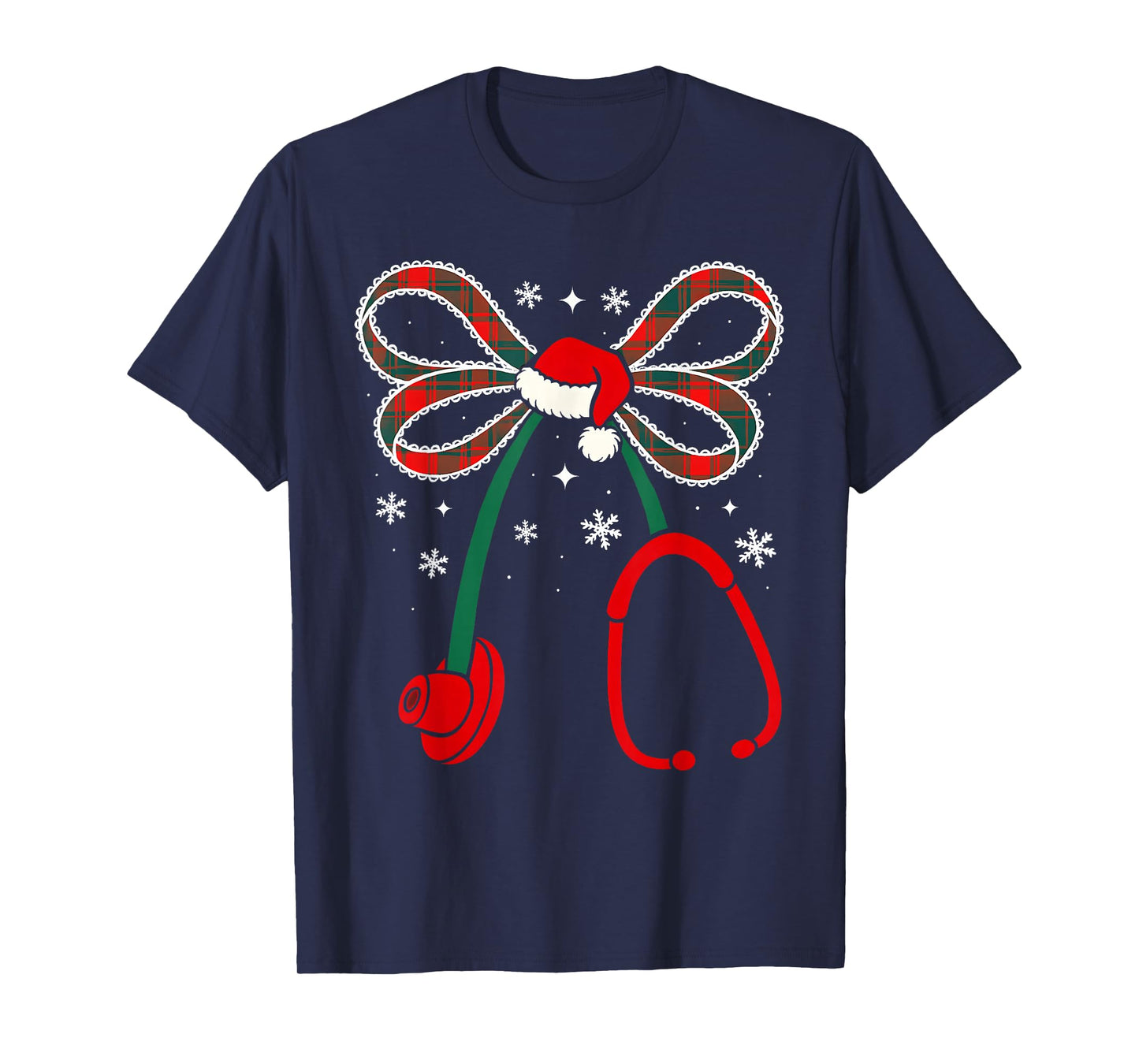 Nurse Coquette Bow Stethoscope Nursing Xmas Pjs Christmas T-Shirt