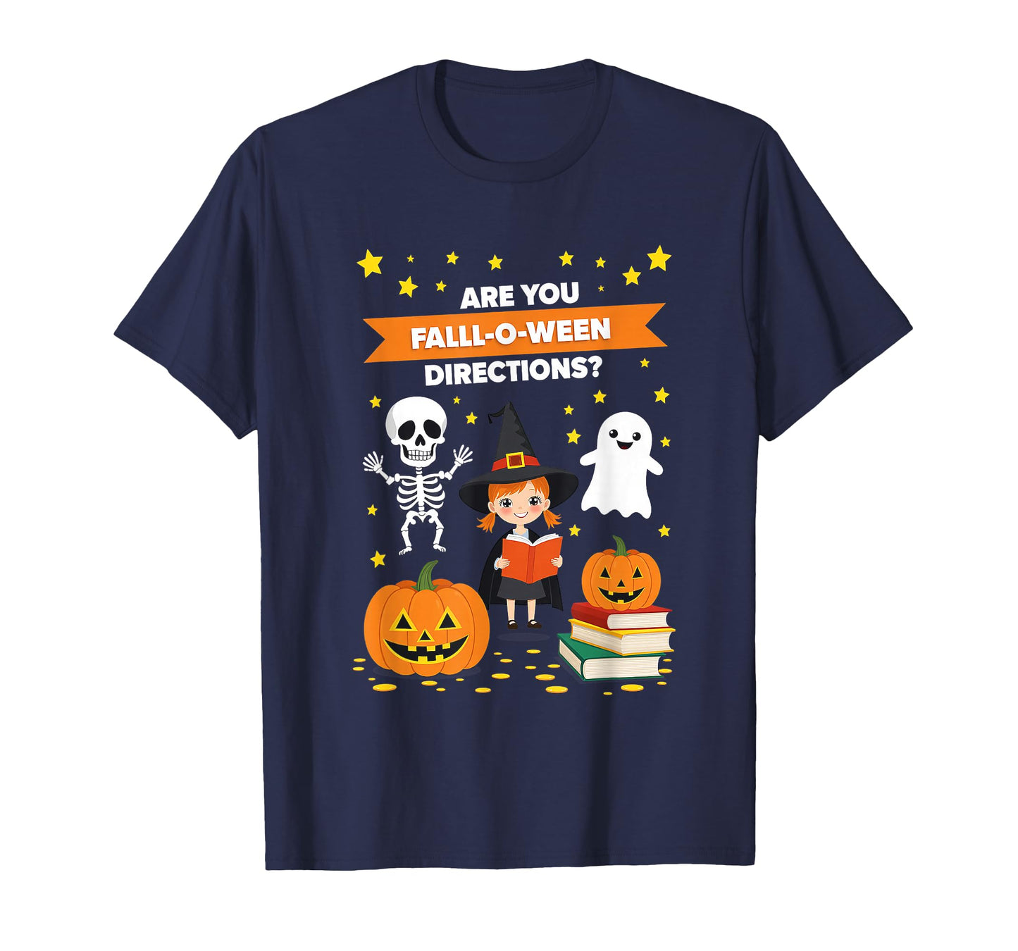 Retro are You Fall O Ween Directions Teacher Halloween Ghost T-Shirt