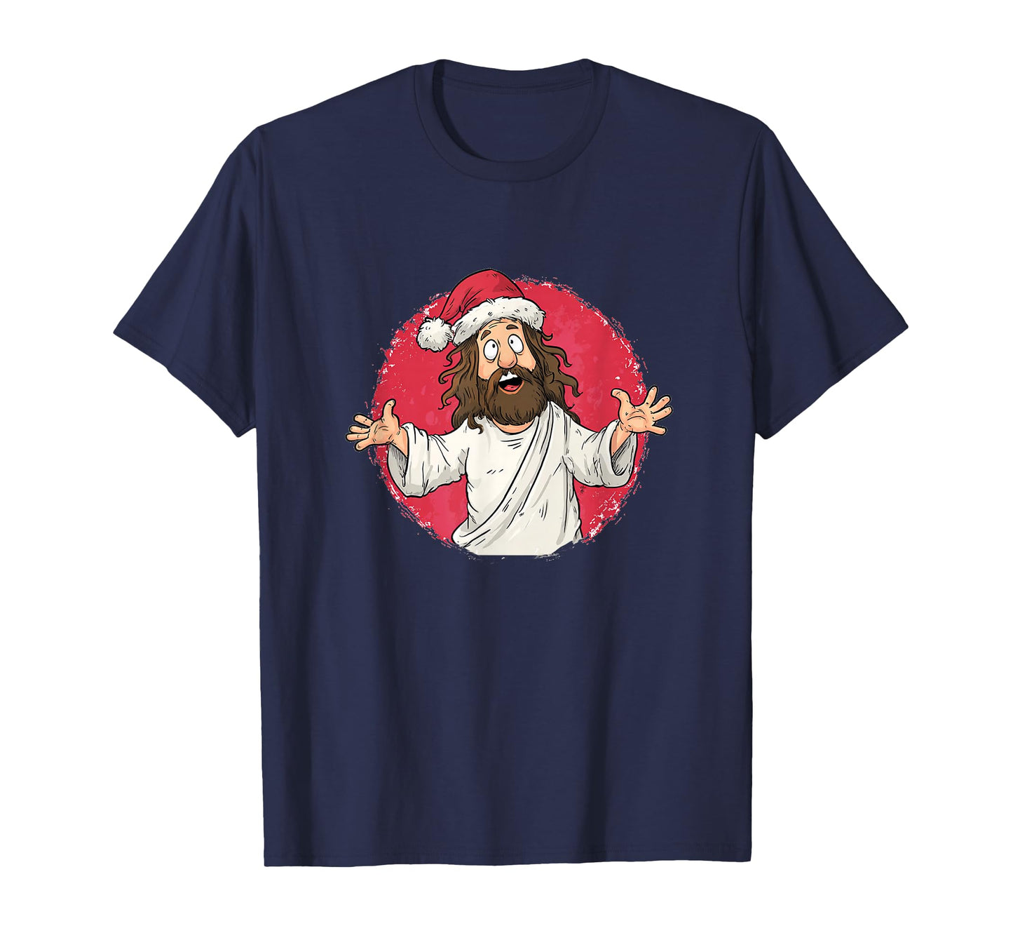 Funny Jesus Cartoon with Santa Hat for Cool Xmas Night T-Shirt