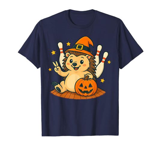Cute Hedgehog Halloween Pumpkin Witch Hat Bowling Men Women T-Shirt