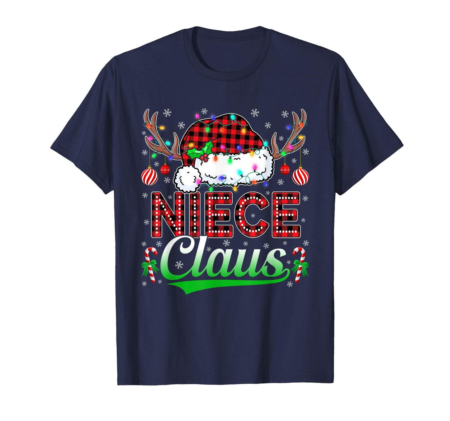 Niece Claus Christmas Lights Matching Family Xmas Pajama T-Shirt