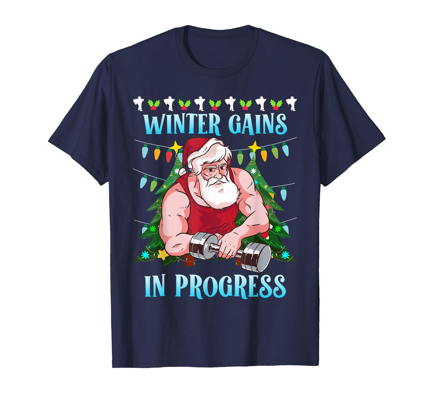 Winter Fitness Trip Santa Claus Funny Fitnessstudio T-Shirt