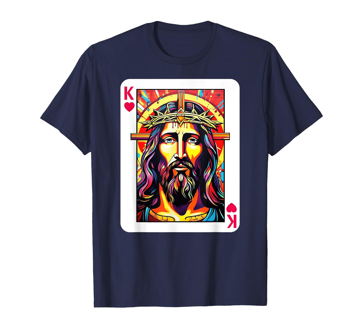 Jesus Is King Card Christian King of Hearts Religious Faith T-Shirt