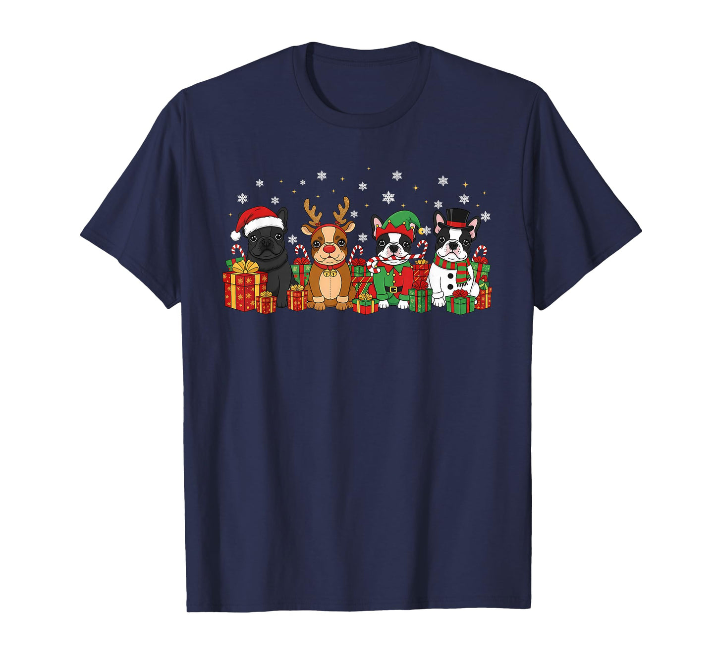 Christmas Dog French Bulldog Xmas Dog Lover Men Women Kids T-Shirt