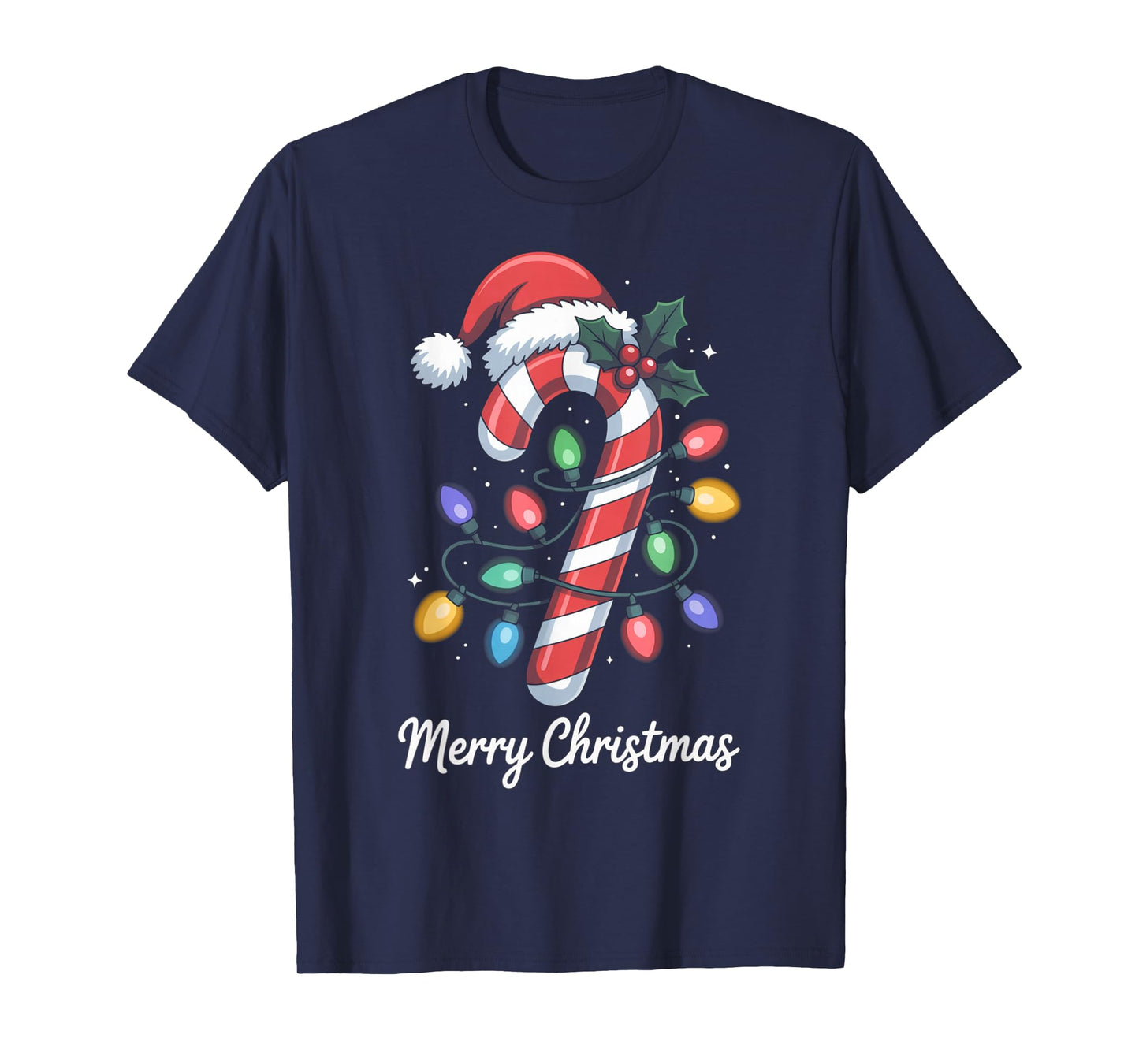 Merry Christmas Candy Cane Santa Hat Holiday Kids Toddler T-Shirt