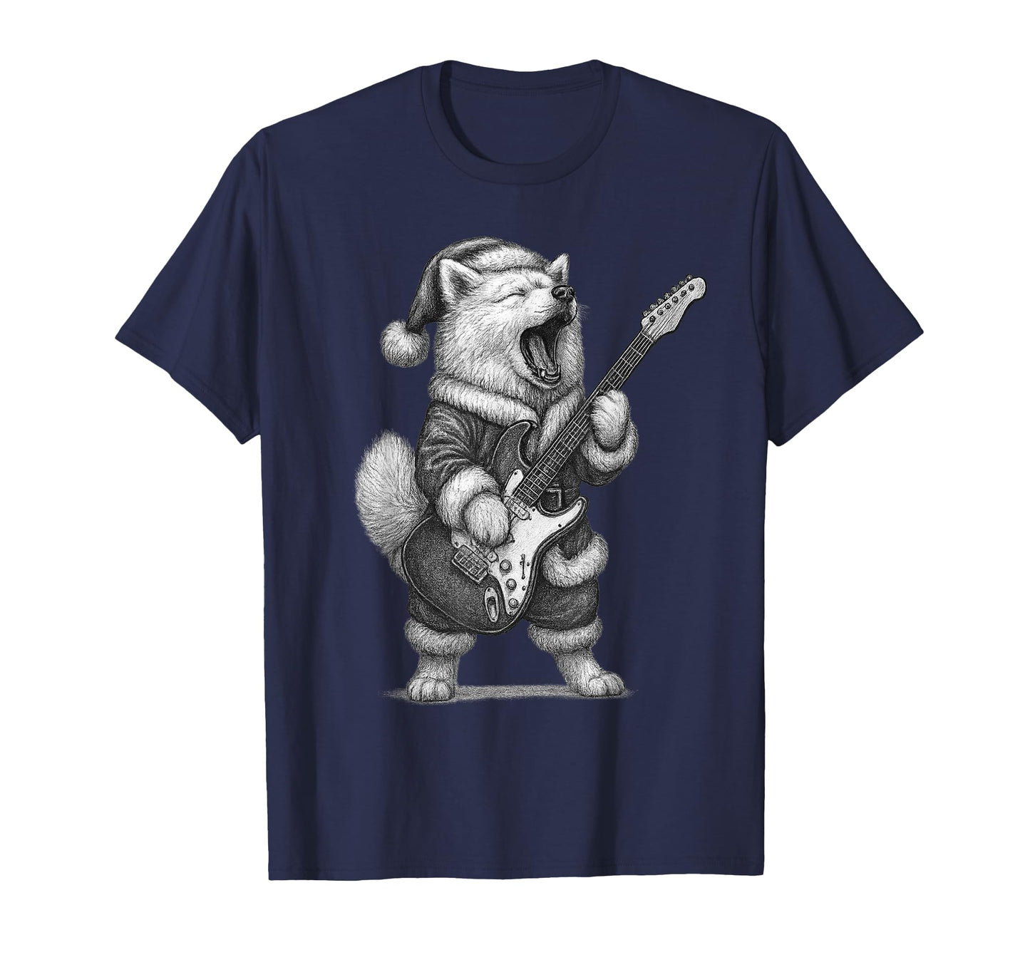Samoyed Playing Guitar Christmas Dog Lover T-Shirt
