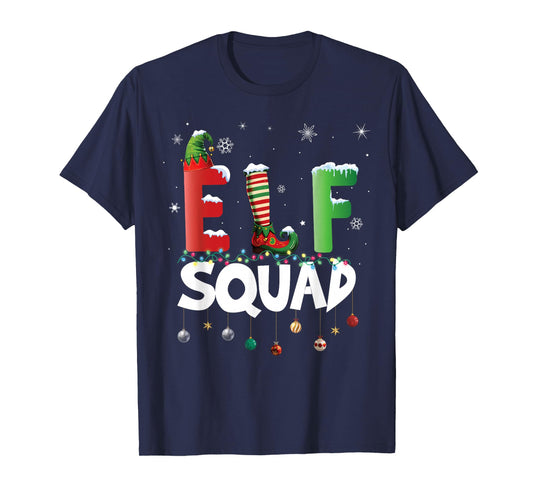 Elf Squad Funny Family Christmas Matching Pajamas Xmas T-Shirt