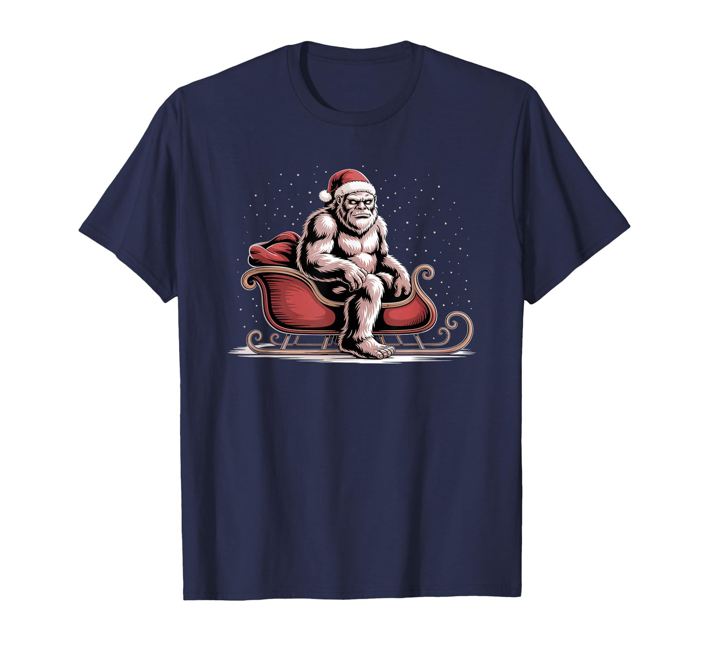 Fife Life Bigfoot Sasquatch in Santa's Sleigh Christmas T-Shirt