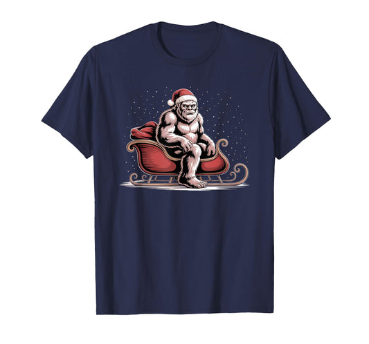 Fife Life Bigfoot Sasquatch in Santa's Sleigh Christmas T-Shirt