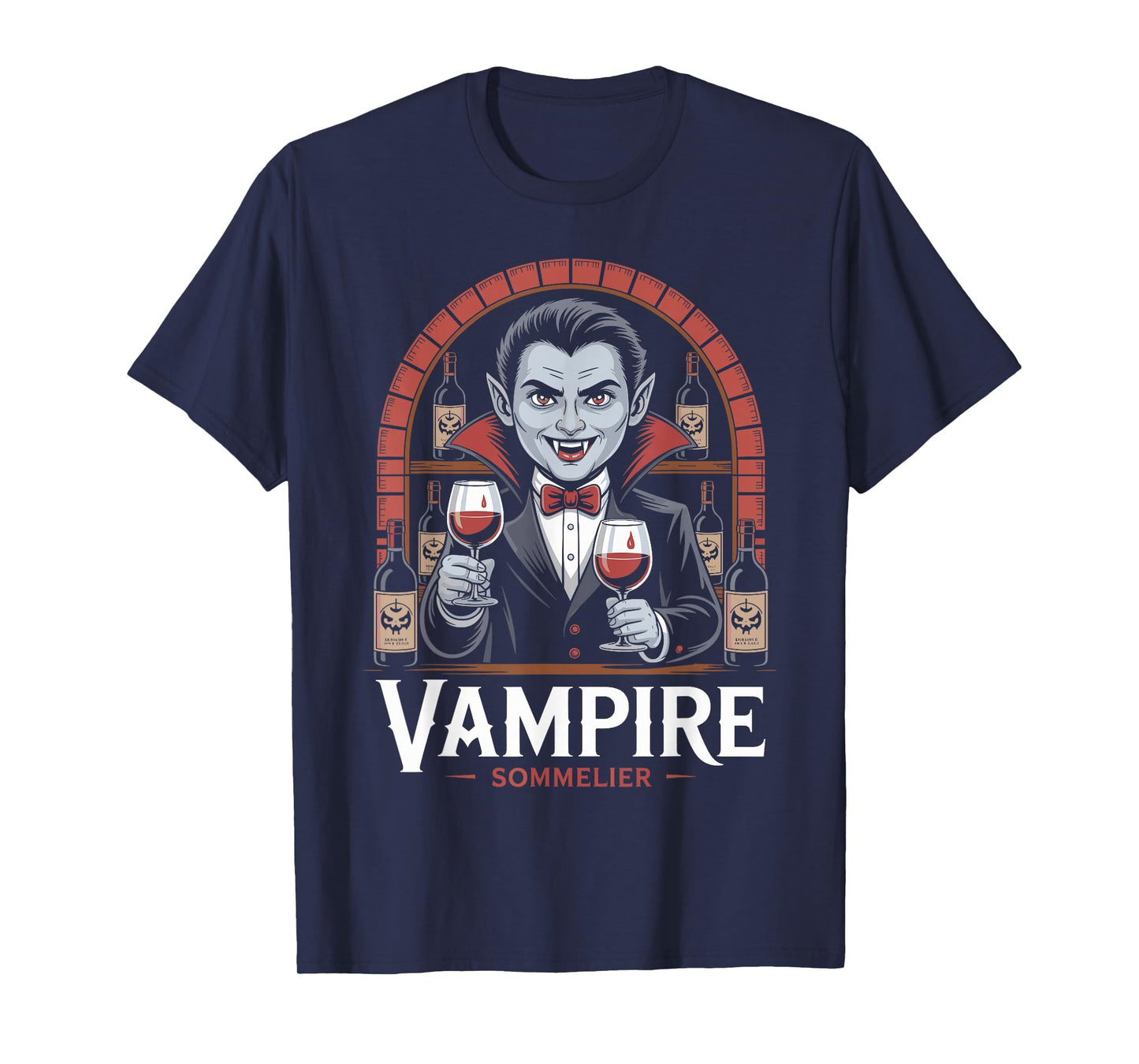 Vampire Sommelier Wine Lover Halloween Spooky Drink T-Shirt