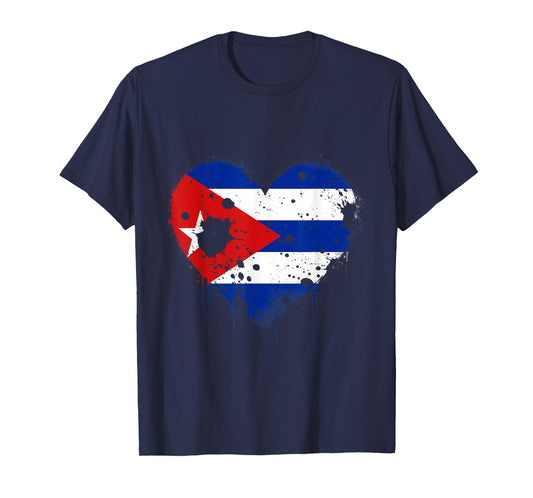 Cuba Vintage Cuban Flag Heart Cuban Roots Cuban Pride T-Shirt