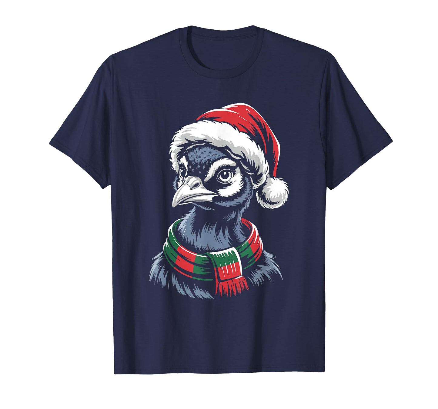 Peacock Xmas Santa Hat Scarf Christmas Costume T-Shirt